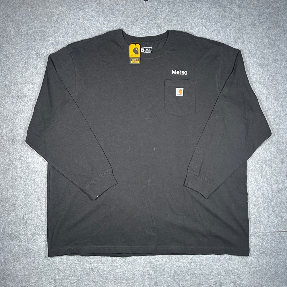 Carhartt T Shirt Mens 4XL Black Loose Fit Heavyweight Long-Sleeve Pocket